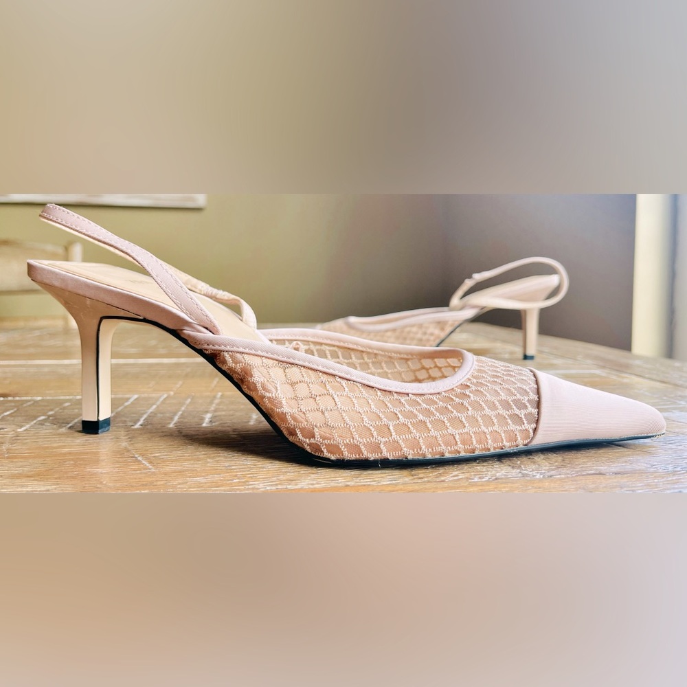 Zara Arima sling back kitten heel pump women’s shoes cream 39 UK/ 8.5 US